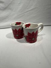 Maxcera Poinsettia Mug Coffee Cup Planter Display Christmas READ Lot Of 2 picture