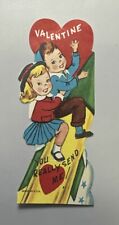 Vintage You Really Send Me Valentines Card - Boy Girl On Rocket picture