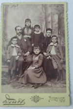 Vintage Cabinet Card Family with 5 children by J.U. Douss in Syracuse, New York picture