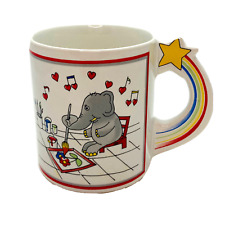 Vintage Artsy Painting Elephant Musical Hearts & Stars Handled Mug JAPAN picture