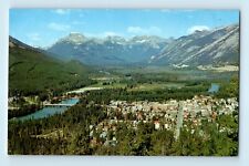 Banff & Bow Valley Birdseye Tunnel Mountain National Park Canada Postcard C7 picture