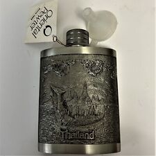 Thailand Oriental Pewter Flask 4” New with Tag & Funnel picture