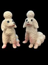 Vintage White Poodles Pair (2) Ceramic Figurines No Brand 3.5”H No Chips/Cracks picture
