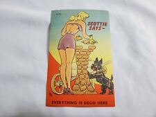 Vtg. Comic Linen Postcard Scottie Says Sexy Lady Dog Unused Color Litho D-044 picture
