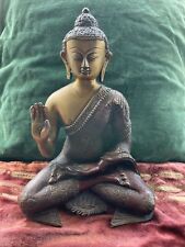 Buddhist Siddharta Gautama Buddha Sitting Cast Bronze Statue Made In India 11”  picture