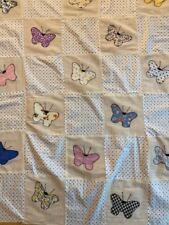 VINTAGE APPLIQUE BUTTERFLY PATCHWORK QUILT TOP 42 X 52 UNFINISHED picture