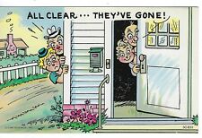 All Clear... They've Gone, Unwanted Visitors, Comic 1950's Unused Postcard picture