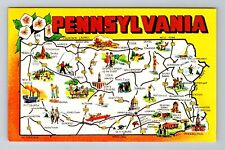 PA-Pennsylvania, General Greetings, State Road Map, Antique Vintage Postcard picture
