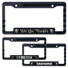 American Flag License Plate Frame. 3D Stars and Stripes with Domecal Message picture