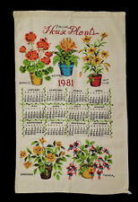 Vintage 1981 Popular Houseplants Calendar Tea Towel / Wall Hanging picture