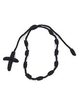 2 X Lucky Charms Rosary Black Bracelet Pulsera Decenario,Cross Bracelet Knotted  picture