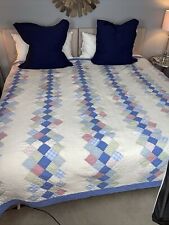 Handmade Queen/Full Coverlet Lt Weight Pristine Condition 83”Lx98”W Cream Blue picture