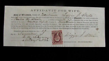 CIVIL WAR 27TH WISCONSIN SOLDIER WIFE AID CERTIFICATE MANITOWOC picture