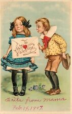 Tuck Valentines Postcard 109 Frances Brundage Boy and Girl With Valentine Letter picture