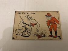 c.1910 Be Patriotic Artist Postcard Elephant and Boy Fireworks picture