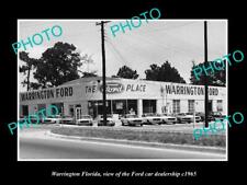 OLD POSTCARD SIZE PHOTO OF WARRINGTON FLORIDA THE FORD CAR DEALERSHIP c1965 picture