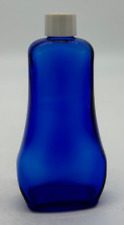 Vintage cobalt blue Noxema skin cream screw top glass lotion bottle with cap picture