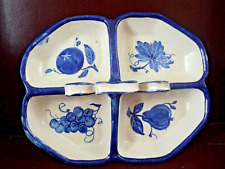 Vtg VANRO Ceramic 4 Section Tray  With Ribbon Handle Fruit Design  28 R.801 picture