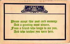 Vintage Postcard- PLEASE ACCEPT THIS POST CARD MESSAGE AND A GREETING MOST SINCE picture