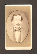 Old Vintage Antique CDV Photo Young Man Gentleman in Suit & Bowtie w/ Mustache picture