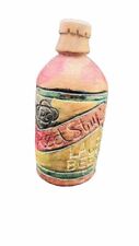 Red Stripe Wood Hand Carved Jamaican Beer Bottle Folk Art Decor Man Cave Rustic picture