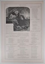 1873 Victorian Art Engraving, Weariness, Article & Quotes: Poetic Children picture