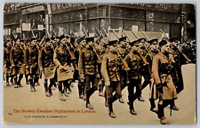 Antique Postcard~ Brawny Canadian Highlanders In~ London, England~ WWI picture