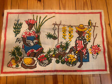 Vtg Hand printed Jamaica Pure Irish Linen by Ruth Clarage Towel MCM New picture