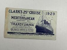 Ship Ephemera Clark's 25th Cruise 1929 Mediterranean SS Transylvania  picture