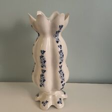 VTG Unique Lotus Top Shape White and Blue Flowers decoration Vase made in Italy picture