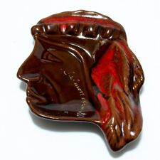 Ceramic Ashtray Native American Head McMaster KS Canada Red & Brown Vintage picture
