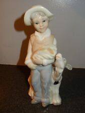 Vintage TENGRA PORCELAIN FIGURINE MADE IN SPAIN BOY W Goat/Lamb picture