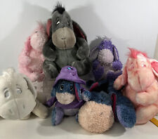 Eeyore Plush Vintage 1990s Lot Of 7 Disney Store Curly Pink White Gray Purple picture