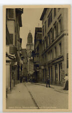 Oberdorfstrasse and Grossmunster Church, Zurich, Switzerland, 1920 postcard picture