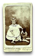 Antique CDV Young Girl With Dog Identified picture
