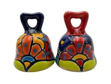Talavera Heart Top Bell (2) Cute Multicolor Folk Art Mexican Pottery Home Decor picture