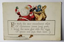 Santa Claus Christmas Saint Nick Greetings Red Suit Bag of Toys Postcard A1 picture