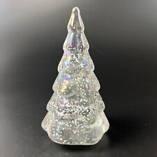 Vintage Iridescent Silvestri Mouth Blown Glass Snowy Christmas Tree Decor 8