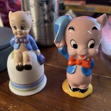Two RARE 1977 Porky Pig Warner Bros Japan Ceramic Porcelain Figurines picture