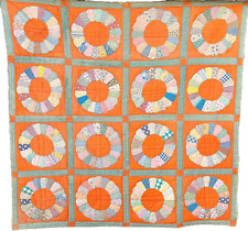 Circa 1930's Hand Stitched DRESDEN PLATE Quilt 77