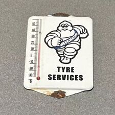 VINTAGE MICHELIN MAN TIRES PORCELAIN THERMOMETER SIGN CAR GAS OIL TRUCK picture