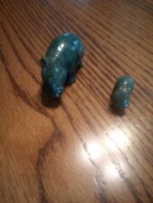 Glass Animal Figurines / Mama and Baby Hippo picture