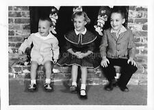 Found Photograph BLACK AND WHITE Original Portrait CHRISTMAS KIDS 21 58 B picture