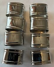 Set Of Vintage Monogrammed “M” Silver Toned Napkin Rings Lot of 8 picture