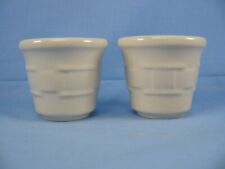 Longaberger Pottery Woven White Set of 2 Votive Cups 2.5