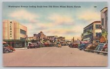 Miami Beach Florida FL Washington Avenue 1940s Cars McCrory Dept Store Postcard picture