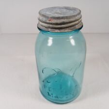 1923-1933 - Blue/Aqua - Ball - Quart - Perfect Mason Jar - With Zinc Lid - #1 picture