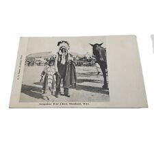 Vintage Postcard Indian Arapahoe War Chief Shoshoni Wyo with Girl Horse picture