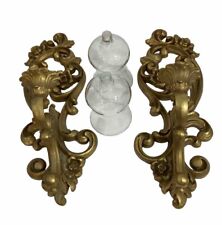 VTG Pair HOMCO Gold Ornate Wall Sconce Candle Holder #4118 Hollywood Regency I-1 picture