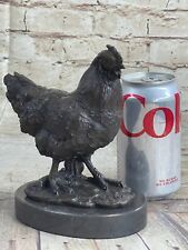 Rooster Chicken Country Kitchen Poultry Bronze Marble Statue Collector Art Decor picture